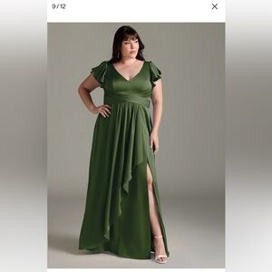 #6 Azazie Forest Green Maxi Dress with Flutter Sleeves